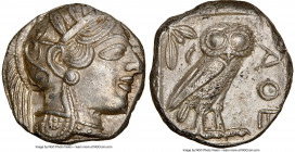 ATTICA. Athens. Ca. 440-404 BC. AR tetradrachm (28mm, 17.16 gm, 9h). NGC Choice AU 4/5 - 3/5. Mid-mass coinage issue. Head of Athena right, wearing ea...