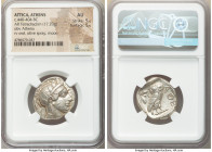 ATTICA. Athens. Ca. 440-404 BC. AR tetradrachm (24mm, 17.20 gm, 11h). NGC AU 5/5 - 5/5. Mid-mass coinage issue. Head of Athena right, wearing earring,...