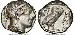 ATTICA. Athens. Ca. 440-404 BC. AR tetradrachm (23mm, 17.20 gm, 1h). NGC Choice XF 4/5 - 3/5. Mid-mass coinage issue. Head of Athena right, wearing ea...