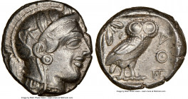ATTICA. Athens. Ca. 440-404 BC. AR tetradrachm (24mm, 17.19 gm, 4h). NGC XF 5/5 - 4/5. Mid-mass coinage issue. Head of Athena right, wearing earring, ...