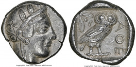 ATTICA. Athens. Ca. 440-404 BC. AR tetradrachm (24mm, 17.18 gm, 9h). NGC XF 4/5 - 4/5. Mid-mass coinage issue. Head of Athena right, wearing earring, ...