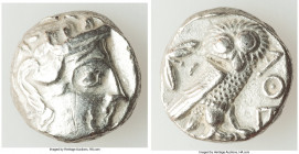 ATTICA. Athens. Ca. 393-294 BC. AR tetradrachm (20mm, 17.04 gm, 7h). VF, scratches, test cut. Late mass coinage issue. Head of Athena with eye in true...