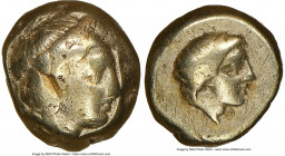 LESBOS. Mytilene. Ca. 377-326 BC. EL sixth-stater or hecte (10mm, 2.49 gm, 12h). NGC Fine 5/5 - 3/5, scratches. Head of Dionysus right, wearing ivy wr...