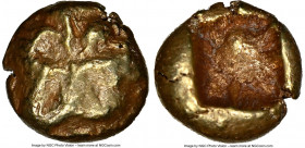 IONIA. Uncertain mint. Ca. 625-550 BC. EL 1/24 stater (7mm, 0.62 gm). NGC VF 3/5 - 4/5. Lydo-Milesian standard. Floral design resembling fleur-de-lis ...