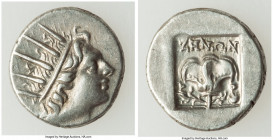 CARIAN ISLANDS. Rhodes. Ca. 88-84 BC. AR drachm (15mm, 2.84 gm, 12h). XF. Plinthophoric standard, Zenon, magistrate. Radiate head of Helios right / ZH...