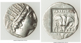 CARIAN ISLANDS. Rhodes. Ca. 88-84 BC. AR drachm (16mm, 2.26 gm, 12h). Choice XF. Plinthophoric standard, Callixei(nos), magistrate. Radiate head of He...