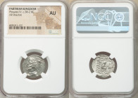 PARTHIAN KINGDOM. Phraates IV (ca. 38-2 BC). AR drachm (20mm, 1h). NGC AU. Mithradatkart. Diademed and draped bust left, wart on forehead; eagle with ...