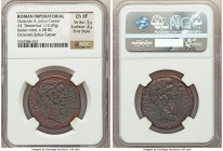 Octavian, as Imperator (43-27 BC), with Divus Julius Caesar. AE sestertius (30mm, 13.59 gm, 11h). NGC Choice XF 5/5 - 2/5, Fine Style. Uncertain mint,...