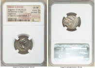 Augustus (27 BC-AD 14). AR denarius (20mm, 3.75 gm, 4h). NGC Choice VF 3/5 - 3/5. Lugdunum, 2 BC-AD 4. CAESAR AVGVSTVS-DIVI F PATER PATRIAE, laureate ...