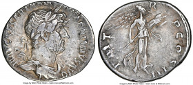 Hadrian (AD 117-138). AR denarius (19mm, 3.41 gm, 7h). NGC Choice VF 5/5 - 4/5. Rome, AD 120-121. IMP CAESAR TRAIAN-HADRIANVS AVG, laureate, draped bu...