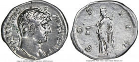 Hadrian (AD 117-138). AR denarius (19mm, 3.11 gm, 7h). NGC VF 5/5 - 3/5 brushed. Rome, AD 124-125. HADRIANVS-AVGVSTVS, laureate head of Hadrian right,...