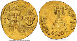 Constans II Pogonatus (AD 641-668), and Constantine IV. AV solidus (19mm, 4.46 gm, 7h). NGC MS 4/5 - 3/5. Constantinople, 1st officina. ca. AD 654-668...