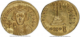 Justinian II, first reign (AD 685-695). AV solidus (20mm, 4.41 gm, 6h). NGC Choice MS 4/5 - 5/5. Constantinople, 10th officina, AD 686-687. d IЧStINIA...