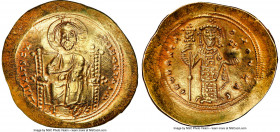 Constantine X Ducas (AD 1059-1067). AV histamenon nomisma (26mm, 6h). NGC Choice AU, brushed. Constantinople. +IhS IXS RЄX-RЄSNANTIhm, Christ seated f...