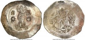 Manuel I Comnenus (AD 1143-1180). EL aspron trachy (34mm, 4.31 gm, 5h). NGC MS 5/5 - 3/5. Constantinople, AD 1160-1164. IC-XC (barred), Christ standin...