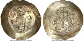 Manuel I Comnenus (AD 1143-1180). EL aspron trachy (31mm, 4.32 gm, 6h). NGC MS 4/5 - 4/5. Constantinople, AD 1160-1164. IC-XC (barred), Christ standin...
