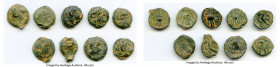 ANCIENT LOTS. Greek. Ptolemaic Egypt. 2nd-1st centuries BC. Lot of nine (9) AE chalkons. Fine. Includes: Nine fractional AEs of various rulers and typ...