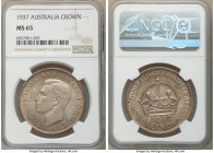 George VI Crown 1937-(m) MS65 NGC, Melbourne mint, KM34. Olive-gray and gold toned. 

HID09801242017

© 2020 Heritage Auctions | All Rights Reserv...