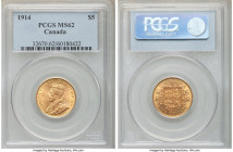 George V gold 5 Dollars 1914 MS62 PCGS, Ottawa mint, KM26.

HID09801242017

© 2020 Heritage Auctions | All Rights Reserved