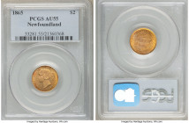 Newfoundland. Victoria gold 2 Dollars 1865 AU55 PCGS, London mint, KM5. Butterscotch toning. 

HID09801242017

© 2020 Heritage Auctions | All Righ...