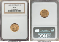 Newfoundland. Victoria gold 2 Dollars 1885 MS61 NGC, London mint, KM5 Blush toned Young head type. 

HID09801242017

© 2020 Heritage Auctions | Al...