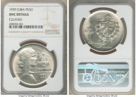 Republic "ABC" Peso 1939 UNC Details (Cleaned) NGC, Philadelphia mint, KM22. Reverse edge bump at 12 o'clock. 

HID09801242017

© 2020 Heritage Au...