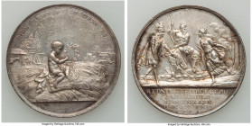 "The Great Fire of Copenhagen" silver Medal 1795 XF, Bergose-12. 36.1mm. 13.37gm. By Loos. DEN REDDEDE BORGERS TAK Child with wreath sitting on haysta...