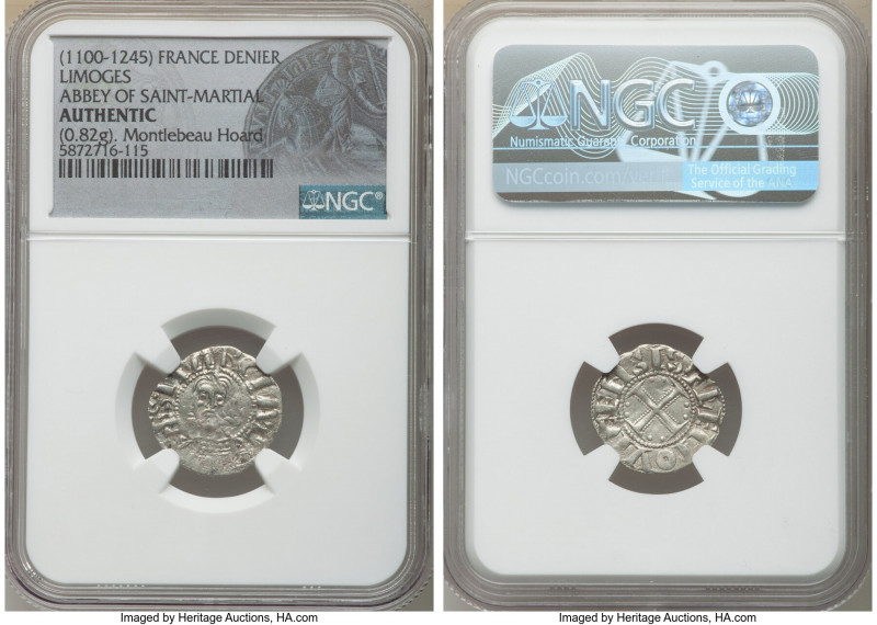 St. Martial 3-Piece Lot of Certified Deniers ND (1100-1245) Authentic NGC, Limog...