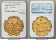 Napoleon gilt-bronze "Breaking of the Treaty of Pressburg" Medal 1809-Dated MS63 NGC, Bram-844. 40mm. By Andrieu & Brenet. ABENSBERG * ECKMUHL Napoleo...