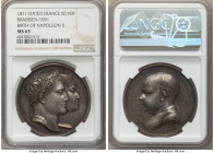 Napoleon silver "Birth of the King of Rome" Medal 1811-Dated MS63 NGC, Bram-1091, Julius-2432. 41mm. By Andrieu & Denon. Jugate busts of Napoleon laur...