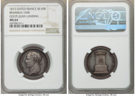 Napoleon silver "Landing at Golfe-Juan" Medal 1815-Dated MS64 NGC, Bram-1590. 27mm. By Droz. NAPOLEON EMPEREUR His laureate head left / A NAPOLEON LE ...
