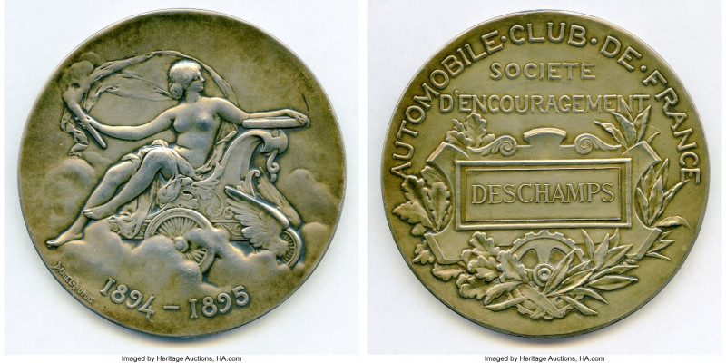 "Automobile Club of France" silver Award Medal ND (1894-1895) AU, 68.4mm. 138.2g...
