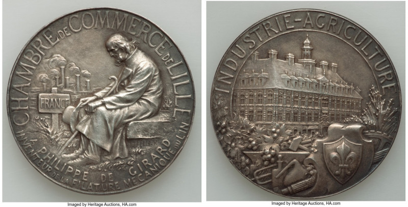 2-Piece Lot of Uncertified silver Medals, 1) "Chamber of Commerce, Lille" Medal ...