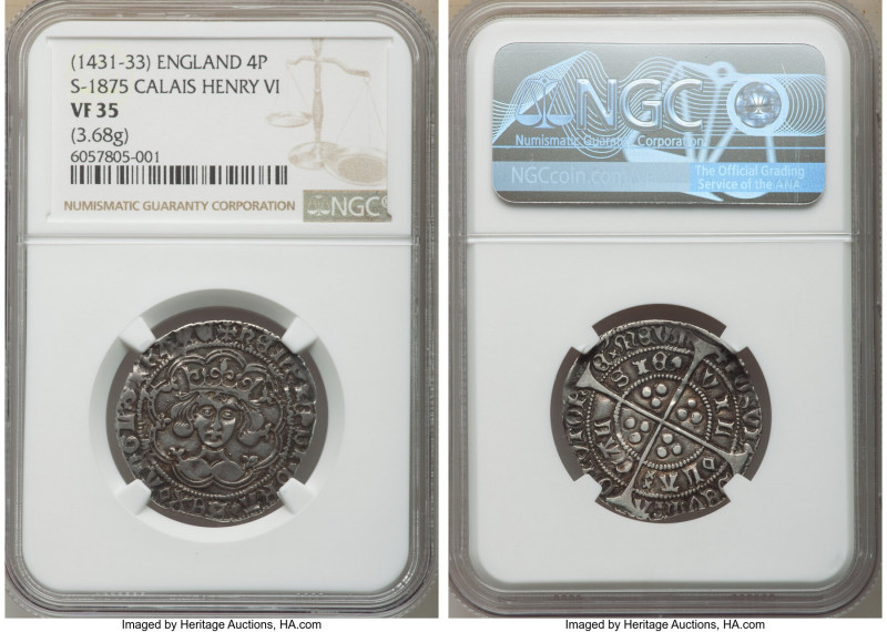 Henry VI (1st Reign, 1422-1461) Groat ND (1431-1433) VF35 NGC, Calais mint, S-18...