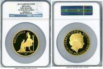 Elizabeth II gold Proof 500 Pounds 2013 PR69 Ultra Cameo NGC, KM1274. First strike coin, First Releases. Mintage: 125. Includes original case of issue...