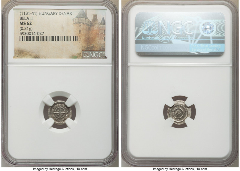 Bela II 5-Piece Lot of Certified Denars ND (1131-1141) NGC, 1) Denar - MS62, 0.3...