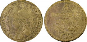 France. Consulat, Essai de 5 décimes de Lorthior , 1799 (AN 8-A), Paris, Billon, 3.3 g.
Ref : Gadoury (1989) 392, Maz. 584 Billon
Conservation : PCGS ...