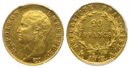 France. Premier Empire 1804-1814
20 Francs, Paris, AN 13 A, AU 6.45 g.
Ref : G.1022, Fr. 488
Conservation : PCGS AU 53
