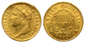 France. Premier Empire 1804-1814
20 Francs, Paris, 1813 A, AU 6.46 g.
Ref : G.1025, Fr. 516
Conservation : PCGS AU 58