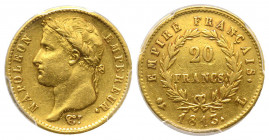 France. Premier Empire 1804-1814
20 Francs, Bayonne, 1813 L, AU 6.45 g.
Ref : G.1025
Conservation : PCGS XF 45