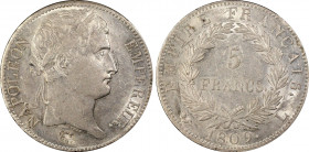 Premier Empire 1804-1814
5 Francs, Bayonne, 1809 L, AG 25 g.
Ref : G.584
Conservation : PCGS AU 55