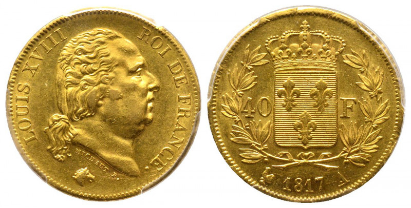 France. Louis XVIII 1815-1824
40 Francs, Paris 1817 A, AU 12.9 g.
Ref : G.1092, ...