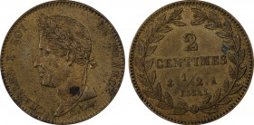 France. Charles X, Essai en bronze de 2 1/2 centimes, Paris, ND, AE, 3.89g.
Ref : Gadoury (1989) 111, Maz.897(R1)
Conservation : PCGS SP 63BN