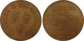 France. Charles X, Essai au module de 5 Francs par Moreau , ND-1824, AE, 24.9 g.
Ref : Maz.898a (R1)
Conservation : PCGS SP 63BN