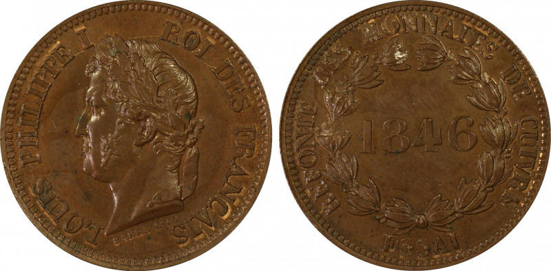 France. Louis Philippe Ier, Essai de 5 centimes, Paris, 1846, AE 9.98 g.
Ref : M...