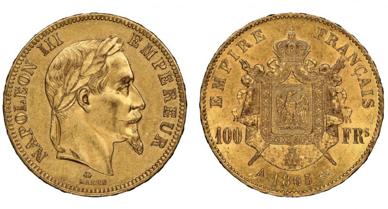 France. Second Empire 1852-1870
100 Francs, Paris, 1865, AU 32.25 g.
Ref : G.113...