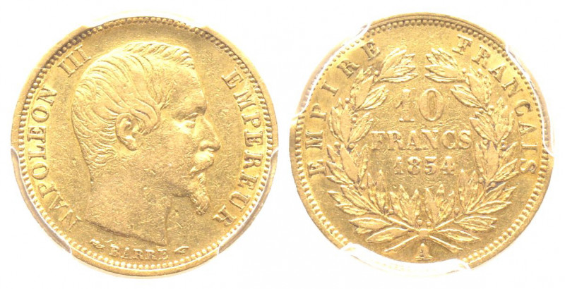 France. Second Empire 1852-1870
10 Francs, Paris, 1854 A, tranche lisse - grand...