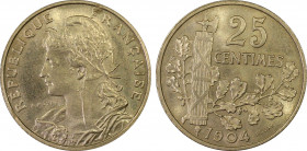 France. IIIe République, Essai de 25 centimes Patey sans different, Paris, 1904, Ni 7 g.
Ref : GEM 62.1
Conservation : PCGS SP 65. Très Rare