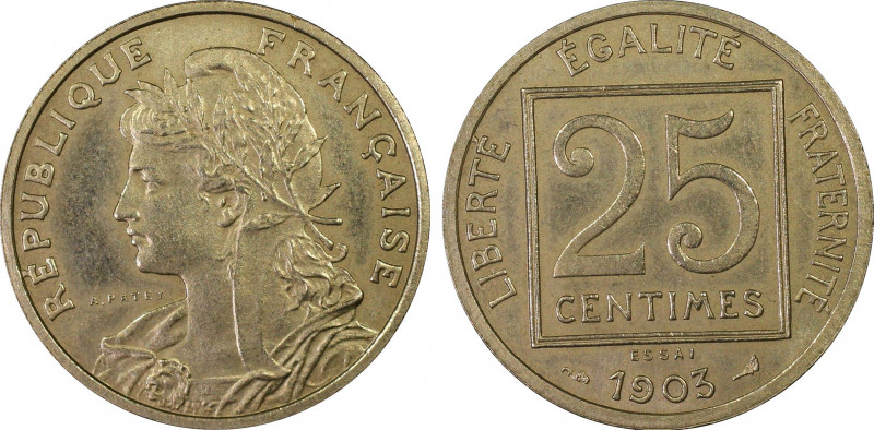 France. IIIe République, Essai de 25 centimes Patey sans different, Paris, 1903,...
