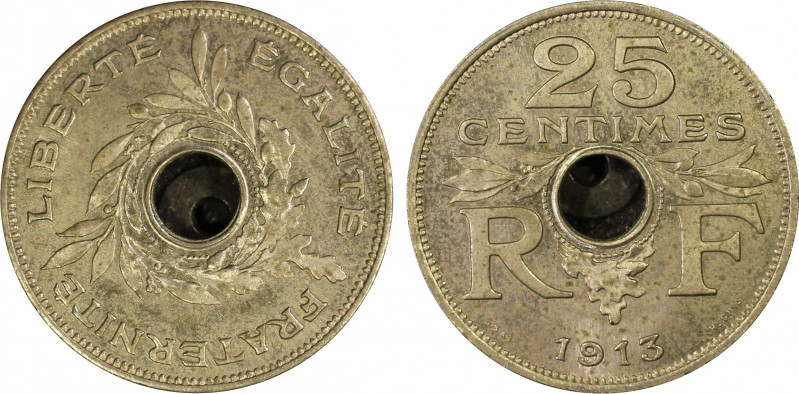 France. IIIe République, Essai de 25 centimes par Guis, grand module, Paris, 191...